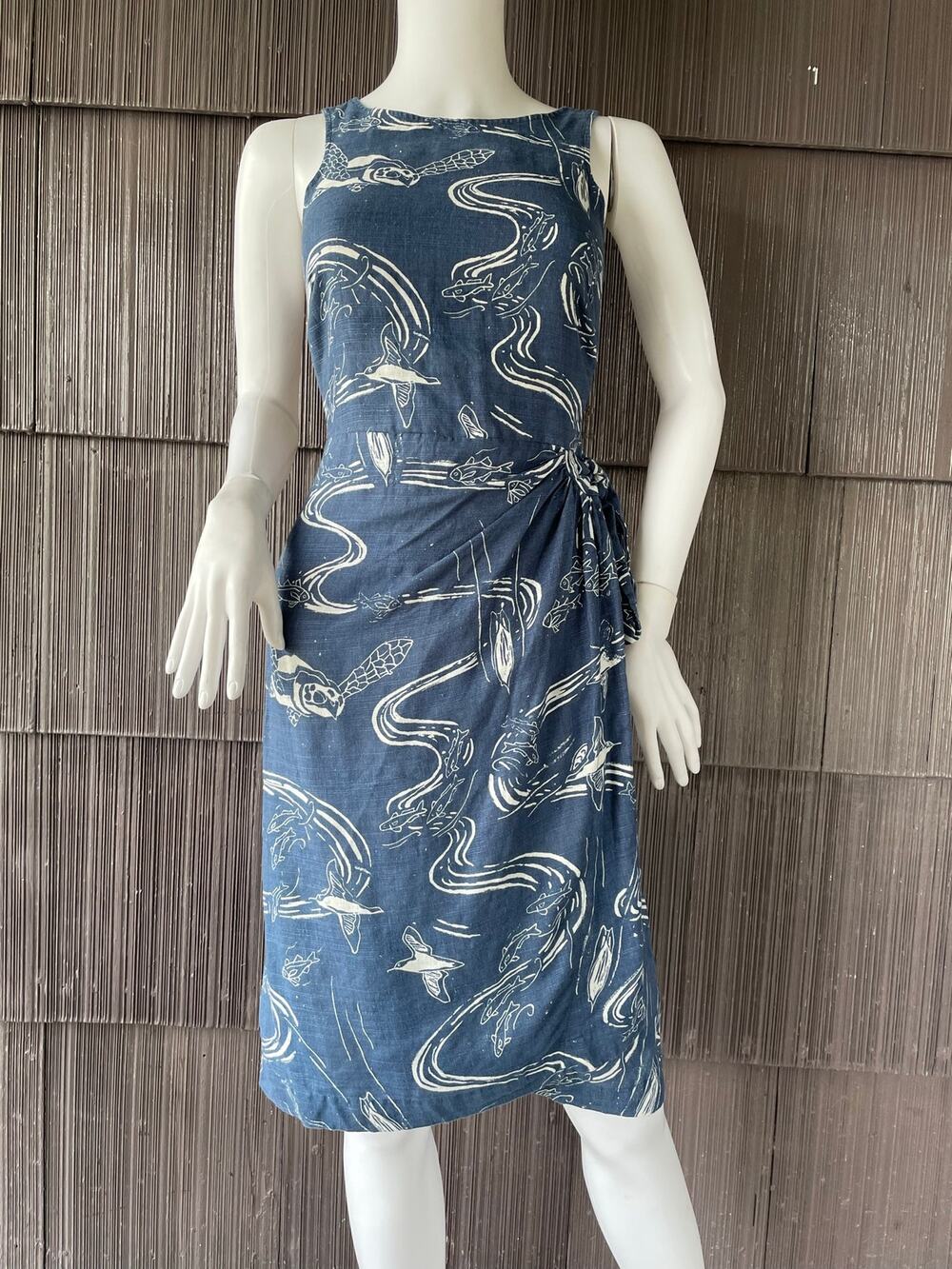 🔥Patagonia Pataloha Organic Cotton Hawaiian Ocean Resort Nautical Wrap Dress 0